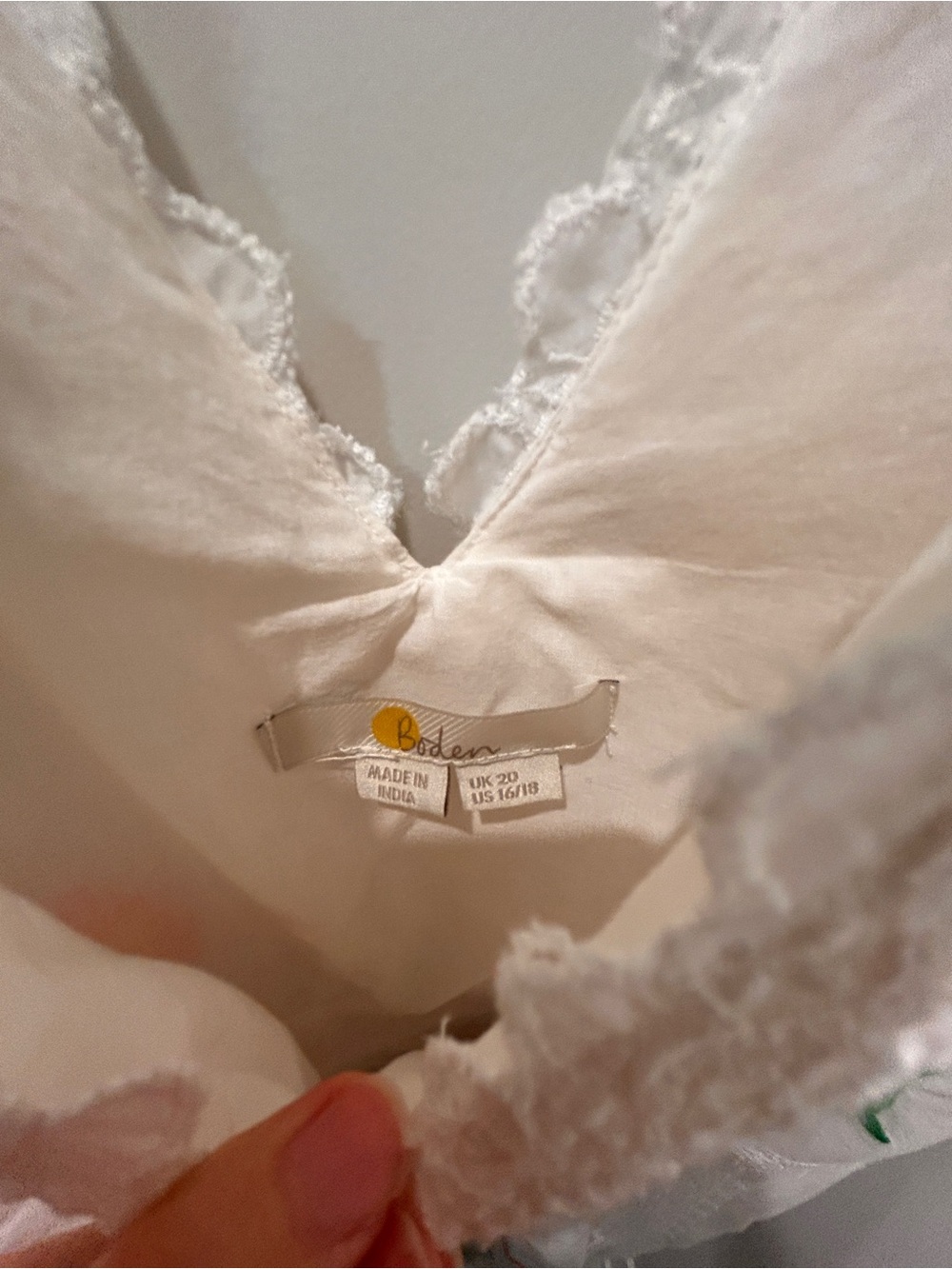 Boden white Lace-Trim V-Neck dress - Picture 8 of 13
